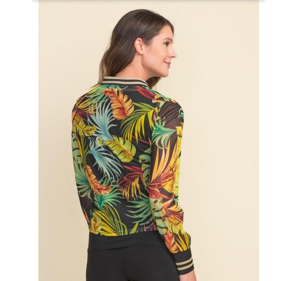 Joseph Ribkoff Black/Multi Tropical Sheer Shell Jacket size 6 - Picture 3 of 9